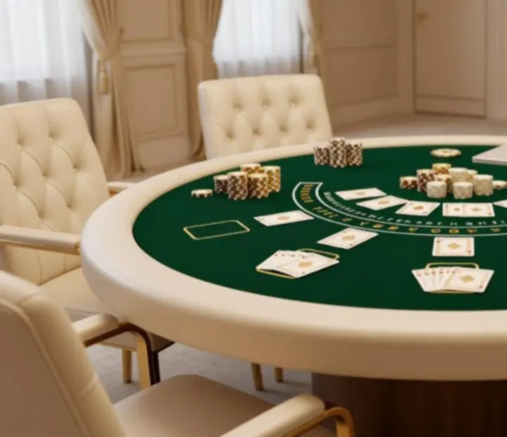 Elegantně nasvícený blackjackový stůl na firemním večírku