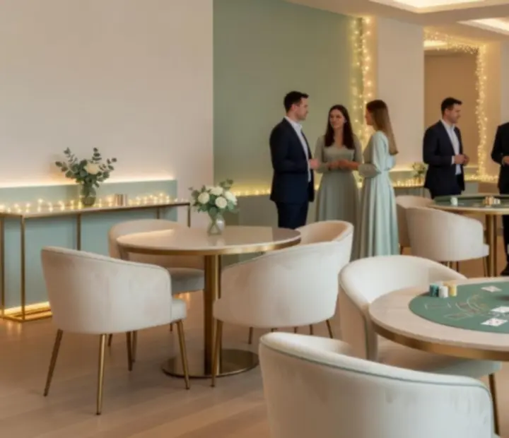 Bezpečná a luxusní světelná atmosféra u blackjackového stolu